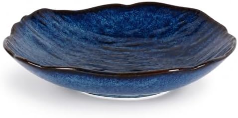 Blue Ceramic Decorative Bowl, 10.8in Navy Centerpiece Bowl for Coffee Table by XIYOUQI