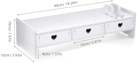 Tofficu Computer Monitor Riser with Drawer White Desk Shelf for Monitor and Keyboard Storage Rack Office Desk Organizer for Laptop Stand Riser for Home Office - Image 4
