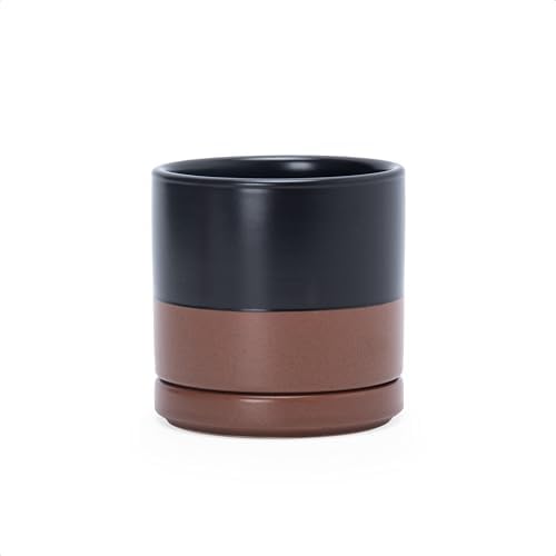 D'vine Dev 3.5 Inch Ceramic Planter Pot, Black/Tan, 94-O-A-7 by DvineDevPlanterPotsandStand