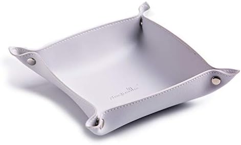 Leather Jewelry Valet Tray for Women and Man (Grey White-B) by SANQIANWAN