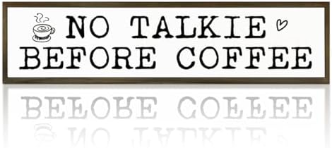 Coffees Wood Sign, Rustic Coffees Decoration, Country Farmhouse Decoration for Home Kitchen, Funny Coffee Station Decor, No Talk Before Coffee Sign, 17.8x4x1.2 inches by WKYAER