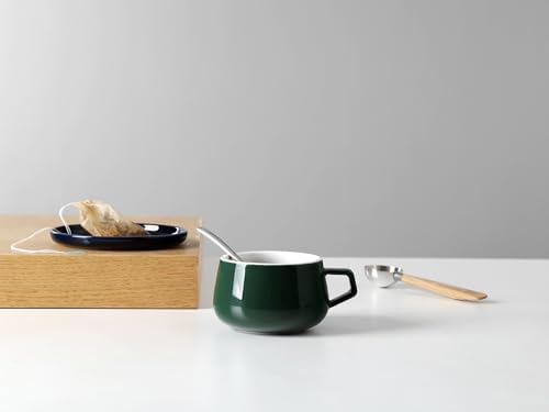 VIVA Ella Green Porcelain Coffee, Latte, Cappuccino Cup with Saucer Set, 9 oz / 260 ml - Image 4