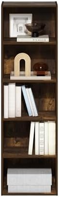 Furinno LUDER Book Shelf, 5-Tier Bookshelf, Bookcase with Open Shelves, 9.4 x 15.8 x 52, Easy Assembly, for Living Room, Bedroom, Home Office, Amber Pine - Image 5