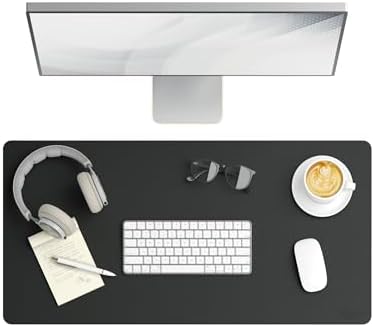 Smead Vegan Leather Desk Pad Mat, Office Desk Mat, Medium, Charcoal Gray by SMEAD
