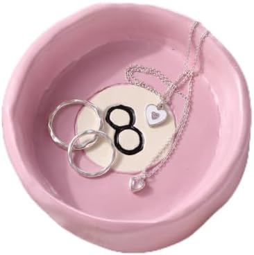 Roowest 8 Ball Jewelry Tray Pink Trinket Dish Resin Home Decor by Roowest