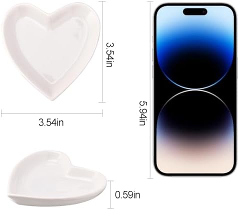 QUELIEN Heart-Shaped White Jewelry Tray for Rings, Earrings, and Necklaces – Elegant Ceramic Trinket Dish and Key Holder Bowl for Women and Girls, Perfect for Home Decor and Organizing - Image 2