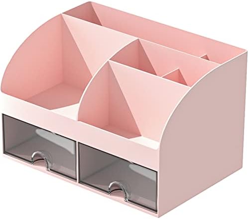 COMFYROOM Desk Organizer with 6 Compartments and 2 Drawers, Plastic Makeup Organizer, Pen Holder for Desktop Storage, Desk Organization for School, Home, Office Supplies (Pink) - Image 6