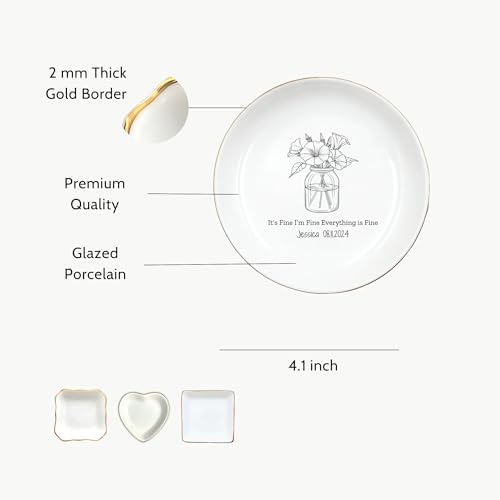 Flower Bouquet Jewelry Dish, Customized Ring Dish Holder for Christmas, Birthday Gifts, Birth Flowers in Jars Jewelry Tray for Mom, Friend, Girlfriend, Personalized Bridesmaid Gifts - Image 4