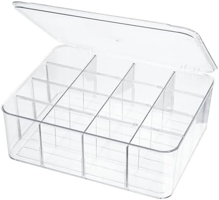 ZEXALOR Socks Underwear Drawer Organzier Dividers, 16 Compartment Removable Divided Plastic Storage Bin with Lid, Storage Organizer for Scarves Ties Bras, Clear Dresser Drawer Organizers by TheHouseofCoshonwol