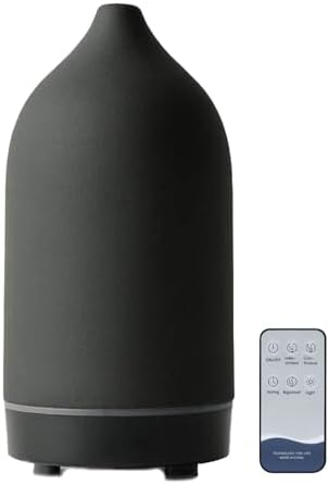 Stone Diffuser, Ceramic Essential Oil Diffuser, Humidifier 160ml Ultrasonic Oil Diffuser for Aramatherapy. (Black) by Monademo
