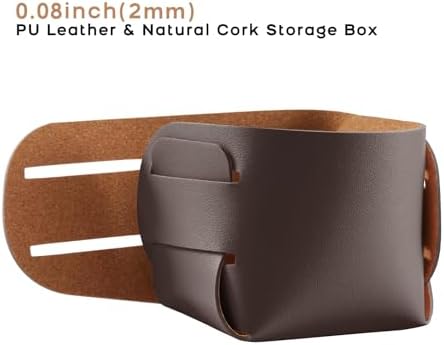 HOMIEAZICOZI 2-Pack Cork Leather Desk Accessories Storage - Pencil Pen Holder - Makeup Brush Holder Organizer - Stylish Addition to Home Decor (Coffee) - Image 2