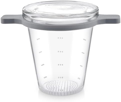 Teabloom Patent-Pending Purity Glass Tea Infuser with Lid – 3.3 Borosilicate, Laser-Perforated Filter, Universal Fit for Cups & Teapots, Toxin-Free Brewing for Whole-Leaf Tea by Teabloom