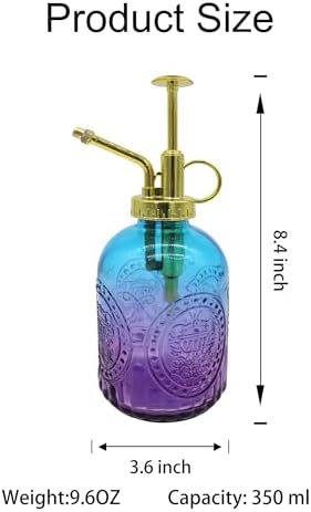 Glass Plant Mister Spray Bottle, 350ML Vintage Plant Spritzer with Top Pump Watering Can for Indoor Outdoor House Plants,Flowers (Blue-Purple Gradient) - Image 3