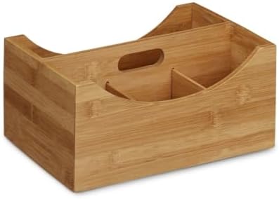 Relaxdays Bamboo Desk Organizer, Stationery Pen Holder, Office File Sorter Cabinet, HxWxD: 9 x 13 x 16 cm, Natural, 12 x 25 x 18 cm - Image 6