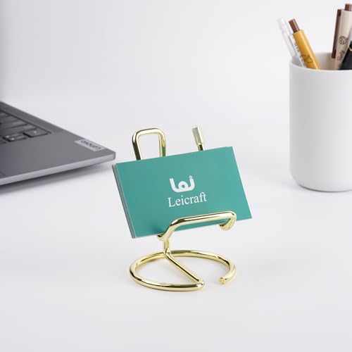 Golden Business Card Holder for Desk, Cute Metal Card Organizers - Image 3