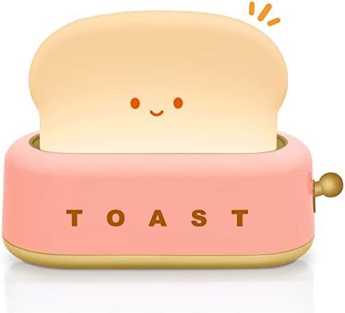 TOOGE Desk Decor Cute Pink Toast Lamp Small Desk Lamp Night Light for Kids by TOOGE
