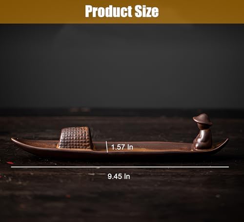 Incense Stick Holder, Incense Holder for Insence Sticks, Tray for Incense Ash, Ceramic Crafts, Chinese Classical Boat Design, Home Décor, Best for Meditation, Yoga, Home, Office - Image 2