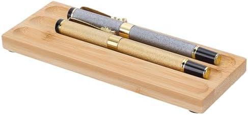 PLIGREAT 3 Grid Wood Pen Tray, Wooden Desk Pencil Organizer Holder Log Pen Stand for Office Stationery Desk Decor Retro Home Bedroom Decoration, 7.05x2.64x0.55Inch by PLIGREAT