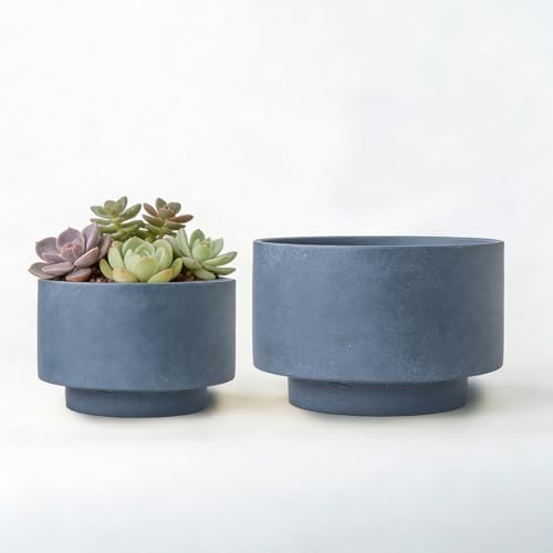 Succulent Pots, 8"+6" Plant Pots, Ceramic Planters for Indoor Plants by YBXYIBOXUAN