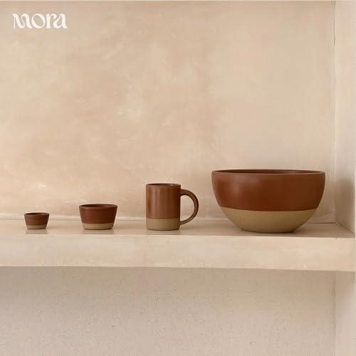 MORA Medium Mugs Set of 4, 16oz Ceramic Pottery Latte Mugs/Coffee Cups - Microwave and Dishwasher Safe - Toasted Terracotta - Image 7