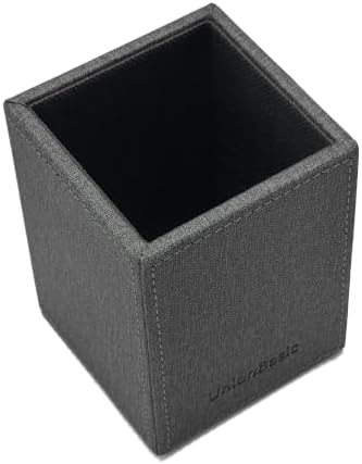 UnionBasic Square Pen Holder, Faux Leather Pencil Cup, Desktop Caddy Stationery Organizer, Barry Grey - Image 5