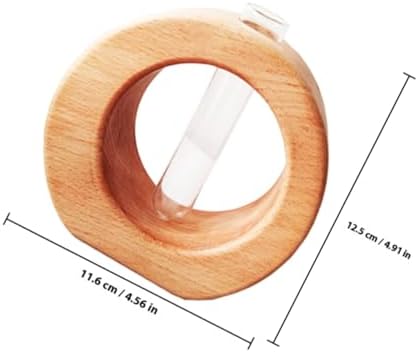 Ciieeo Wooden Vase with Mini Glass Propagation Terrarium Tube, Beech Wood Stand, Desktop Glass Bud Vase for Indoor Plant Display and Home Décor - Image 2