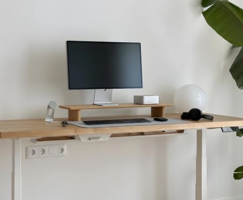 White Oak Single Monitor Stand Riser - 31.5" Wooden Monitor Stand for iMac, Laptop & Monitor, Minimalist Desk Shelf Organizer - Image 4