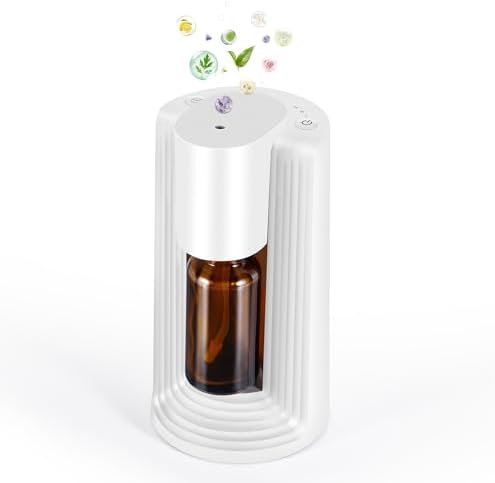 Waterless Essential Oil Diffuser, Portable Aromatherapy Diffuser, Fit for 10-20mL Essential Oil Bottles, 3 Timer & 3 Mist Level, Rechargeable Mini Scent Diffuser for Home, Room, Car and Office (White) by Nsyee
