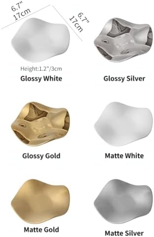 Jewelry Tray Ring Dish Ceramic Trinket Tray Key Tray Flower Wave Shape Birthday Party Wedding Home Decor for Entryway Table Livingroom dresser (Matter Silver) - Image 3