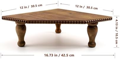 OKSQW Wood Corner Counter Shelf Framehouse Decorative Tray Stand for Kitchen Bathroom Riser Organizer Coffee Bar Display Shelf with Detachable Legs (LightBrown) - Image 3