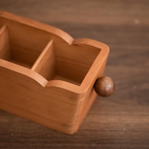 Desktop Organizer Compact Storage Box with Compartments Wooden Organizer for Desk, Modern Minimalist, 3-Compartment, Walnut Wood Design - Image 2