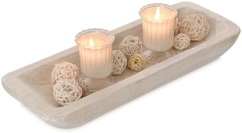 Romadedi Paulownia Wood Dough Bowl for Decor, Candle Tray 16-in Long by ROMADEDI