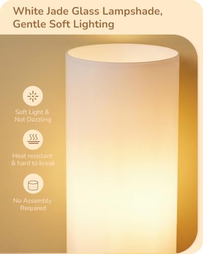 EDISHINE 9.85" Glass Table Lamp, Rosewood Color Wood Base, Easy Assembly - Image 3