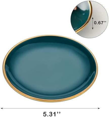 VanEnjoy 5.3 Inch Jewelry Dish Tray Small Jewelry Tray for Women Green Ceramic Trinket Dish Catch All Tray for Ring Earring Necklace Bracelet Key - Image 2