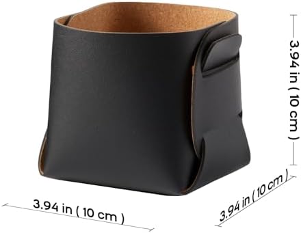 HOMIEAZICOZI 2-Pack Cork Leather Desk Accessories Storage - Pencil Pen Holder - Makeup Brush Holder Organizer - Stylish Addition to Home Decor (Black) - Image 3