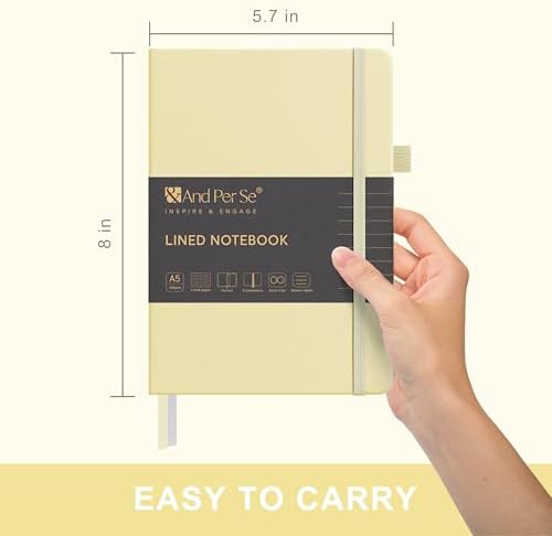 &And Per Se Lined Journal Notebook, 160 Pages, A5 5.7 x 8 inches College Ruled Thick Paper Notebook Journals for Writing, Hardcover Notebooks for Women Men Office School (1 Pack, Light Yellow) - Image 2
