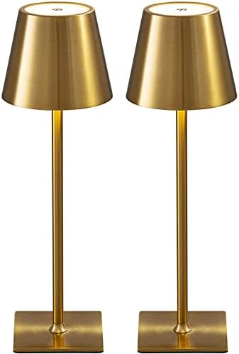 KDG 2 Pack Cordless Gold Table Lamps, Rechargeable Portable LED Desk Lamps by KDG