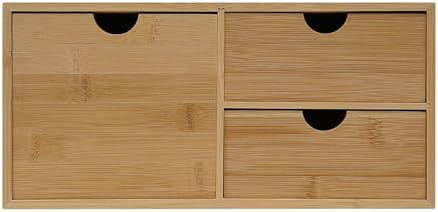 Bamboo Desk Organizer, 3 Drawer Countertop Storage Box for Office by Unknown