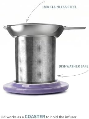 Sweese 20 oz Porcelain Tea Mug with Infuser and Lid, Purple Tea Cup - Image 7