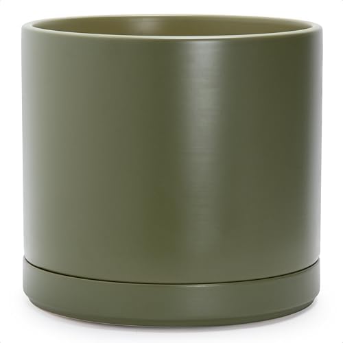 D'vine Dev 14 Inch Ceramic Planter Pot, Olive, 94-O-G-J by DvineDevPlanterPotsandStand