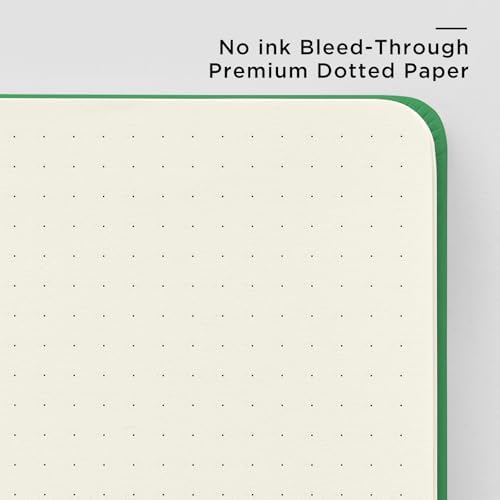 &And Per Se Dotted Journal Notebook, A5 Hardcover Leather Dotted Journal, 160 Pages 100gsm Thick Dot Grid Paper, 3 Sheets of Stickers Included - 5.7'' x 8'' (Emerald) - Image 5