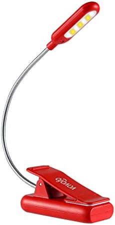 VAVOFO Rechargeable Book Light for Reading in Bed Kids, 7 LED Reading Light with 9-Level Warm Cool White Daylight, Eye Care Lamp with Power Indicator for Bookworms (Red) by VAVOFO