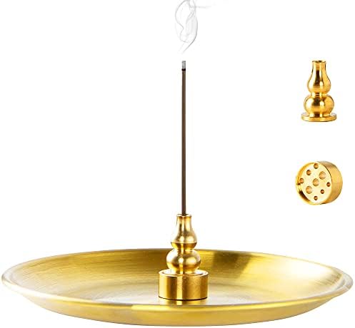3 in 1 Brass Gourd Incense Burner Sticks Cones Coils Ash Catcher Home Decor by OSOPOLA