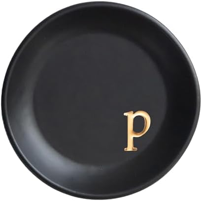 COLLECTIVE HOME - Ceramic Jewelry Tray, Decorative Trinket Dish for Rings Earrings Necklaces Bracelet Watch Keys, Birthday Mother's Day Christmas Gift for Women, 4.75", Black Surface (p) by COLLECTIVEHOME