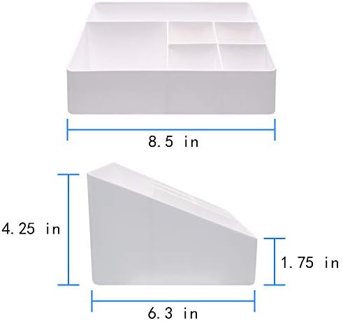 Granvela Home Organizer Bedside Table Organizer Makeup Organizer |Cosmetics Storage Box - 6 Compartments (White) - Image 6