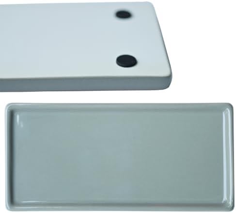 Ceramic Vanity Tray Small Rectangle, Bathroom Candle Grey Tray, Organizer for Candle, Soap, Jewelry, Perfume, Cosmetics Towel Holder for Decoration Bathroom, Kitchen, Counter, Restroom(Mid) - Image 2