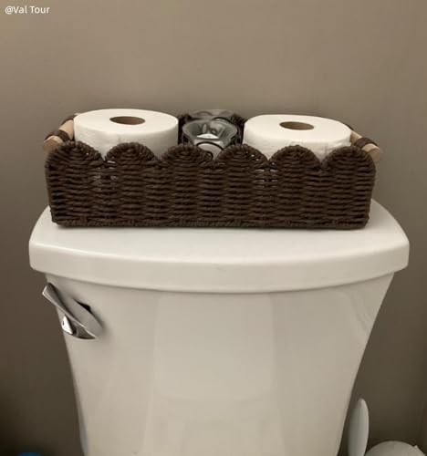 CubesLand Scalloped Toilet Paper Storage Basket W/Handle for Home Decor - Image 6
