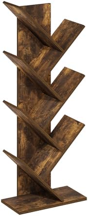 Furinno Tree Book Shelf, 7-Tier Bookshelf with Angled Open Shelf, Tree Bookcase for Room Decor, 8.4 x 15.7 x 39.4, for Organization and Storage, for Living Room, Bedroom, Home Office, Amber Pine - Image 4