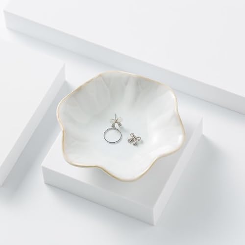 2Pcs Ceramic Jewelry Dish - Lotus Leaf Shape, for Ring Holder Necklace Small Key, Suitable for Mother Friend Sister, Gifts for Women, Cute Plate Trinket Tray, Home Decor (Green & White) - Image 5