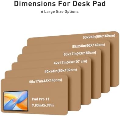 Aothia Faux Leather Desk Mat Mouse Pad, 55" x 17", Khaki - Image 2